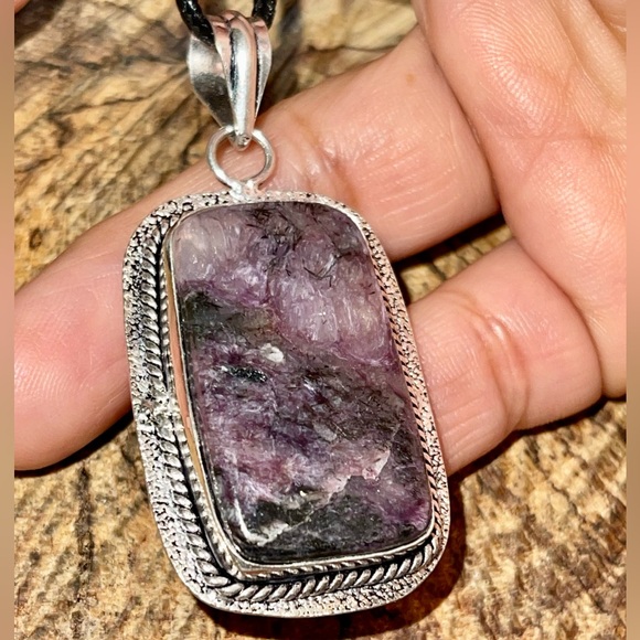 Beautiful Square Charoite Pendant 2” - Picture 8 of 13